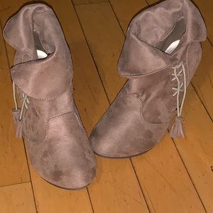 Faux Suede Taupe Ankle Boots